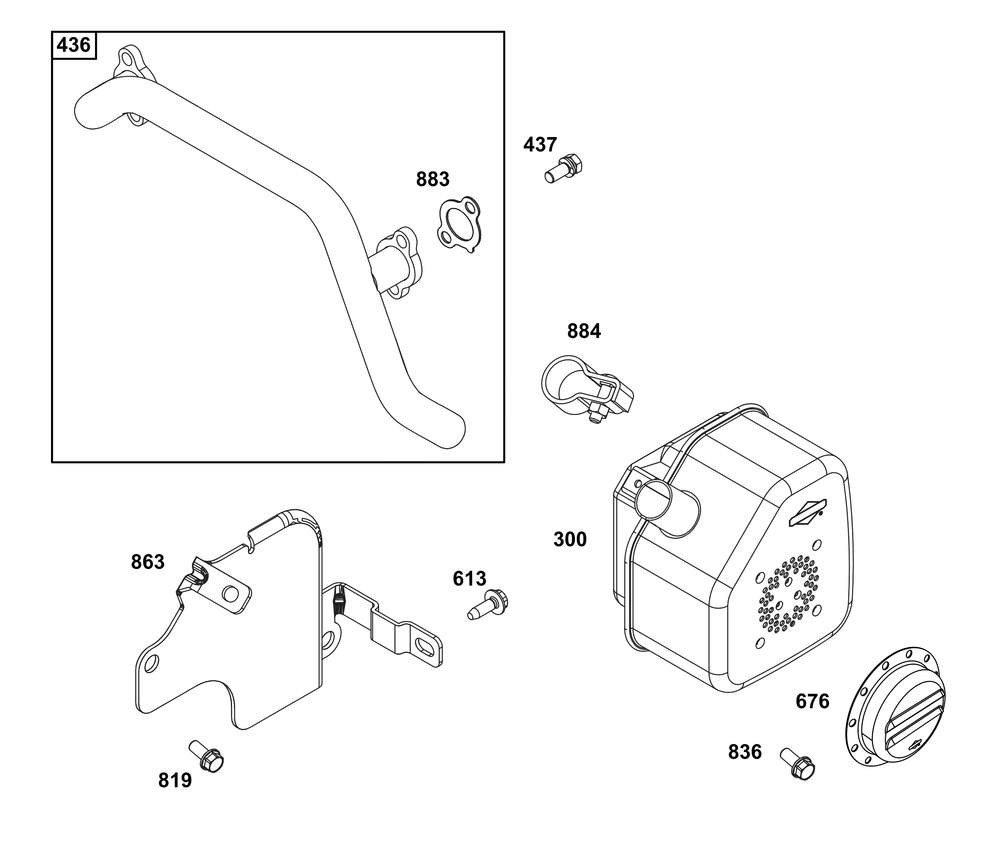 Exhaust Group Diagram and Parts List for 305447-0338-F1 200000 - 399999 Briggs and Stratton Engine